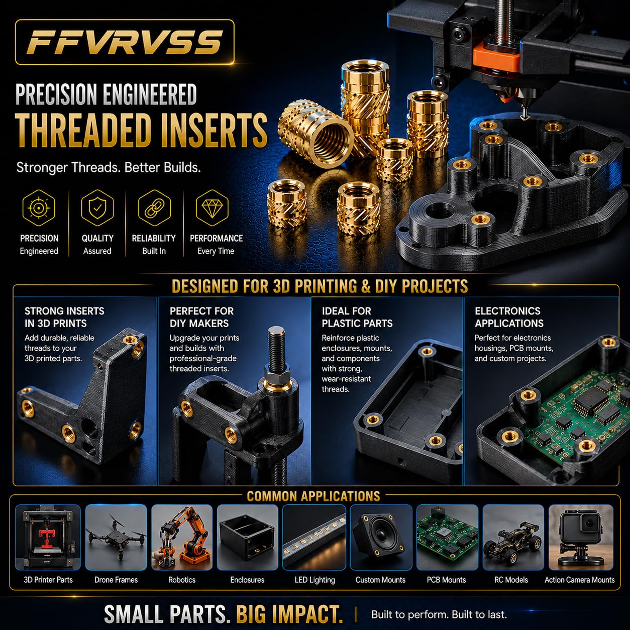 FFVRVSS 600+7Pcs M2 M2.5 M3 M4 M5 M6 Premium Brass Threaded